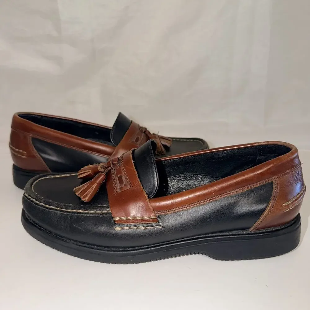 Bass Marine Tassel Loafers Black Brown Leather Men’s 8.5M D749 Classic